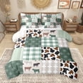 thumbnail image 1 of Manfei Vintage Aztec Boho 7 Pieces Bedding Comforter Set,Rustic Farmhouse Cabin Full Bedding Set,Green Patchwork Checkered Fitted Sheet Flat Sheet For Child,Super Cozy Room Decor Reversible, 1 of 9