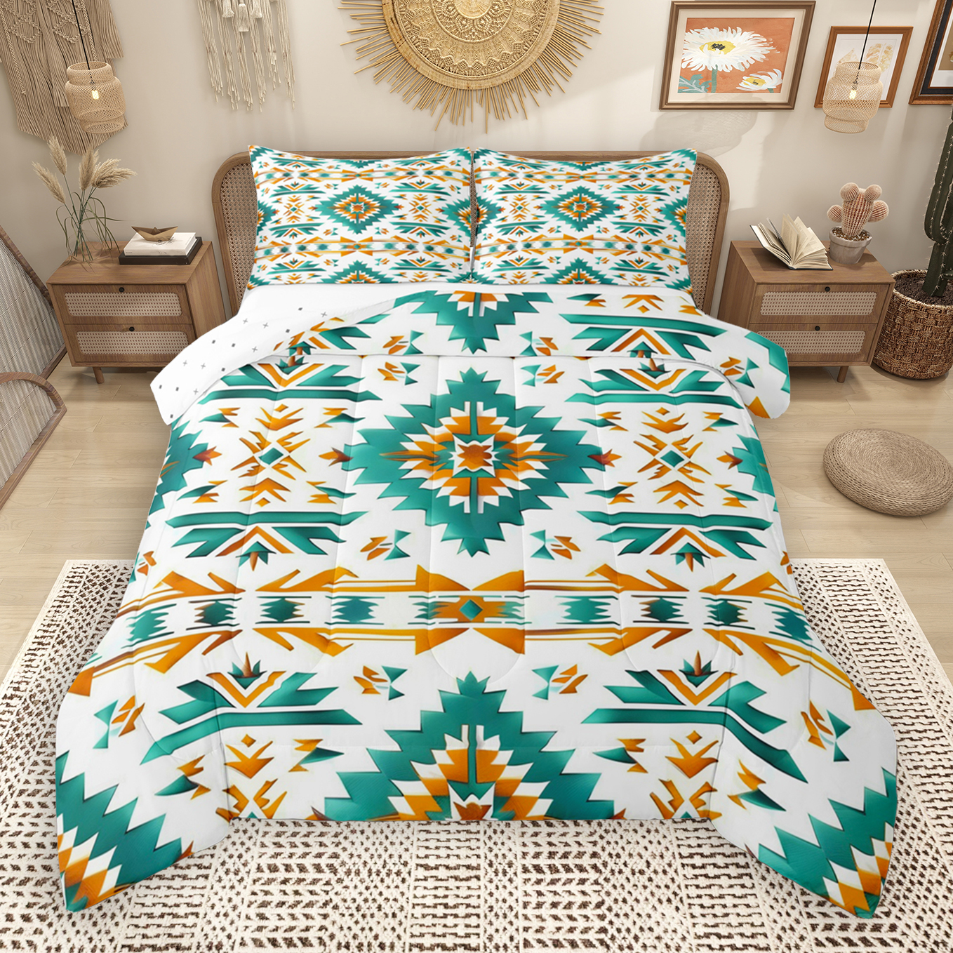 Manfei Vintage Aztec Print Full Size Comforter Sets,Rustic Farmhouse ...