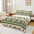 thumbnail image 1 of Manfei Vintage Aztec Queen Sheet Sets,Green Geometric Lines Flat Sheet,Boho Theme Queen Fitted Sheet,Super Cozy Room Decor,4-Piece, 1 of 7