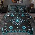 thumbnail image 1 of Manfei Vintage Aztec Rhombus 7-Piece Twin Bedding Sets,bohemian Exotic Style Bedding Comforter Set,Cyan Black Sheet Sets For Adults,Microfiber Bedroom Decor Reversible, 1 of 8