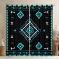 thumbnail image 1 of Manfei Vintage Aztec Rhombus Black Out Curtains,bohemian Exotic Style Curtains Pack of 2 (42x63 Each),Cyan Black Bedroom Curtains For Adults,Microfiber Bedroom Decor, 1 of 6