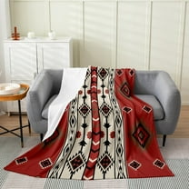 Manfei Vintage Aztec Women Throw Blanket for Couch, Triangle Abstract Plush Blanket, Bohemian Hippie Mandala Style Sherpa Blanket, Breathable Home Decor