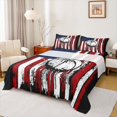 thumbnail image 1 of Manfei Vintage Basketball Queen Sheets,Classic Us Flag Striped Queen Sheet Sets,Red White,4pcs,1 Flat Sheet, 1 Fitted Sheet and 2 Pillowcases, 1 of 6