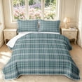 thumbnail image 1 of Manfei Vintage Blue Green Grid Twin Quilt Set,Modern Check Twin Coverlet Set,2pcs,1 Bedspread and 1 Pillowcase, 1 of 7