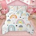 thumbnail image 1 of Manfei Vintage bohemian Rainbow Bedding Comforter Set,Cartoon Clouds Stars Twin Comforter Sets,Colorful Striped Bedding Set For Kids Girl, Microfiber Bedroom Decor Reversible,2pcs, 1 of 9