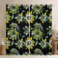 thumbnail image 1 of Homewish Vintage Bohemian Flower Black Out Curtains, Black Green Curtains Pack of 2 (42x63 Each), Hippie Plant Botanical Bedroom Curtains, Blackout Curtains Room Decor, 1 of 6