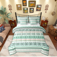 thumbnail image 1 of Manfei Vintage Boho 7pcs Bedding Comforter Set,Bohemian Geometric Queen Bedding Sets,Green White Queen Sheet Sets For Adult,Breathable Home Decor Reversible, 1 of 8