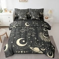 thumbnail image 1 of Manfei Vintage Boho bohemian 7-Piece Bedding Comforter Set,Sun Moon Planet King Bedding Sets,Beige Black Bed Sheets For Child,Super Cozy Room Decor Reversible, 1 of 8