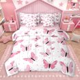 thumbnail image 1 of Manfei Vintage Boho Butterfly 7pcs Bedding Comforter Set,Geometric Polka Dot Queen Bedding Sets,White Pink Queen Sheet Sets For Girls Kids,Breathable Home Decor Reversible, 1 of 9