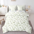 thumbnail image 1 of Manfei Vintage Botanical Leaf Bedding Comforter Set 7 Pieces,Flower Floral Full Bedding Set,Green White Fitted Sheet Flat Sheet,Microfiber Bedroom Decor Reversible, 1 of 7