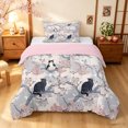 thumbnail image 1 of Manfei Vintage Branch Cat Twin Comforter Sets, Chinese Cherry Blossom Bedding Set, Gray Pink, Pink Reversible, 2 Pieces, 1 Comforter and 1 Pillowcase, 1 of 7