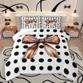 thumbnail image 1 of Manfei Vintage Brown Bowknot Queen Comforter Set for Kids, Chic Fashion Polkadot Bedding Sets, Rugby Football Print Reversible Bedding Comforter Set, Super Cozy Room Decor, 3pcs, 1 of 8