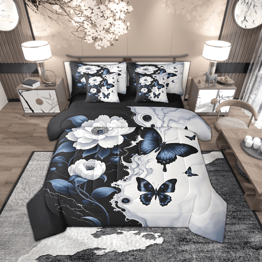 Manfei Vintage Butterfly 7-Piece Bedding Sets Full Size for Girls ...