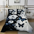 thumbnail image 1 of Manfei Vintage Butterfly Coverlet Set Twin for Girls, Spring Flower Floral Bedding Set, Black White Marbling Bedroom Set, Super Cozy Room Decorative, 2 Pieces, 1 of 6