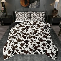 Manfei Vintage Cattle Hide Bedding Comforter Set,Country Cowhide Print Twin Comforter Sets,White Brown Bedding Set For Teens,Super Cozy Room Decor Reversible,2-Piece