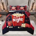 thumbnail image 1 of Manfei Vintage Cinema Tricket Bedding Comforter Set, Black Red Popcorn Filmstrip Twin Comforter Sets, Movie Theater Theme Reversible Bedding Set, Breathable Home Decor, 2-Piece, 1 of 9
