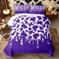 thumbnail image 1 of Manfei Vintage Cow Spot Bed Spread Queen 3pcs,Abstract Animal Spot Queen Coverlet Set,Violet White,1 Quilt and 2 Pillowcases, 1 of 7