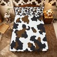 thumbnail image 1 of Manfei Vintage Cow Spot Fitted Sheet Full 3 Pieces,Abstract Animal Spot Bed Set,Brown White Black,1 Fitted Sheet and 2 Pillowcases, 1 of 6