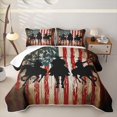 thumbnail image 1 of Manfei Vintage Cowboy Bed Spread Queen,Grunge American Flag Queen Coverlet Set,Red Black,3-Piece, 1 of 7