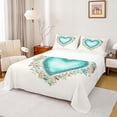 thumbnail image 1 of Manfei Vintage Cyan Love Heart Bed Sheets, Western Rustic Flower King Sheets, Teen Kid Child Adult Sheet Set, Lightweight Room Decor, 4pcs, 1 of 7