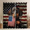 thumbnail image 1 of Manfei Vintage Dachshund Kitchen Curtains, American Flag Black Out Curtains Pack of 2 (42x63 Each), Black Brown, 1 of 6