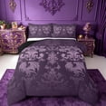 thumbnail image 1 of Manfei Vintage Damask Jacquard Bedding Comforter Set,Gothic Dragon Twin Comforter Sets,Purple Flower Floral Bedding Set,Super Cozy Room Decoration Reversible,2-Piece, 1 of 8