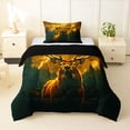 thumbnail image 1 of Manfei Vintage Deer Grid Twin Comforter Sets,Rustic Wildlife Bedding Set,Green Orange,Black Reversible,2 Pieces,1 Comforter and 1 Pillowcase, 1 of 7
