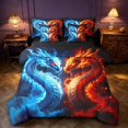 thumbnail image 1 of Manfei Vintage Dragon Animals 7 Pieces Full Size Bedding Sets,Gothic Wildlife Full Size Bed in a Bag,Blue Orange,Black Reversible, 1 of 6