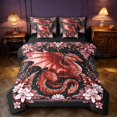 thumbnail image 1 of Manfei Vintage Dragon Animals 7 Pieces Full Size Bedding Sets,Plant Floral Full Size Bed in a Bag,Red Black,Black Reversible, 1 of 6