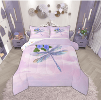Manfei Vintage Dragonfly Insect Bedding Comforter Set, Rustic Farmhouse Animal Twin Comforter Sets, Teens Kids Adult Reversible Bedding Set, Microfiber Bedroom Decor, 2pcs
