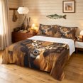 thumbnail image 1 of Manfei Vintage Elk Bed Sheets, Wooden Plank Cabin Full Size Sheets, Brown Orange, 4-Piece, 1 Flat Sheet, 1 Fitted Sheet and 2 Pillowcases, 1 of 6