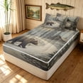 thumbnail image 1 of Manfei Vintage Farm Bear Zipper Full Size Comforter Sets with Fitted Sheet and 2 Pillowcases, Woodland Cottage Zipper Bedding Set, Brown, Black Reversible, 4-Piece, 1 of 7