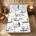 thumbnail image 1 of Manfei Vintage Farm Cowboy Fitted Sheet Full 3 Pieces,Rustic Western Cow Bed Set,White Black Gray,1 Fitted Sheet and 2 Pillowcases, 1 of 6