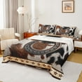 thumbnail image 1 of Manfei Vintage Farm Horseshoe Full Size Sheets,Rustic Cowhide Print Bed Sheets,Retro Brown Stars Sheet Sets For Boys Teens,Luxury Bedroom Decor,4-Piece, 1 of 7