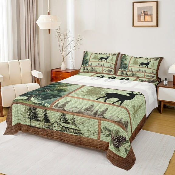 Manfei Vintage Farmhouse Bed Sheets, Jungle Deer Elk Animal King Sheets, Western Countryside Sheet Set, Breathable Home Decor, 4pcs