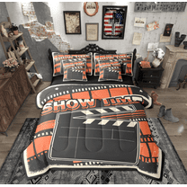 Manfei Vintage Film Twin Bedding Sets 7-Piece for Kids, Cinema Tricket Bedding Comforter Set, Movie Theater Theme Reversible Sheet Sets, Luxury Bedroom Decor