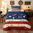 thumbnail image 1 of Manfei Vintage Firework Twin Comforter Sets, Patriotic Star Stripes Bedding Set, Red White Blue, Navy Reversible 2 Pieces, 1 Comforter and 1 Pillowcase, 1 of 6