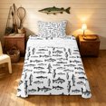 thumbnail image 1 of Manfei Vintage Fish Sketch Twin Sheets, Abstract Art Bedding, White Black, 3pcs, 1 Flat Sheet, 1 Fitted Sheet and 1 Pillowcase, 1 of 6