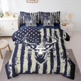 thumbnail image 1 of Manfei Vintage Flag 7 Pieces Full Size Bedding Sets,Wild Deer Full Size Bed in a Bag,Navy White,Navy Blue Reversible, 1 of 7