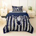 thumbnail image 1 of Manfei Vintage Flag Twin Comforter Sets,Wild Deer Bedding Set,Navy White,Navy Blue Reversible,2pcs,1 Comforter and 1 Pillowcase, 1 of 7