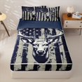 thumbnail image 1 of Manfei Vintage Flag Zipper Full Size Comforter Sets with Fitted Sheet and 2 Pillowcases,Wild Deer Zipper Bedding Set,Navy White,Navy Blue Reversible,4pcs, 1 of 8