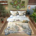 thumbnail image 1 of Manfei Vintage Floral Flower Bedding Comforter Set 7-Piece, Countryside King Bedding Sets, Western Lodge Cabin Reversible Bed Sheets, Lightweight Room Decor, 1 of 7