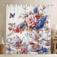 thumbnail image 1 of Manfei Vintage Floral Teacups Black Out Curtains for Female Men,Exotic Style Curtains Pack of 2 (42x63 Each),Flowers Teapot Bedroom Curtains,Super Cozy Room Decor, 1 of 6