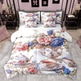 thumbnail image 1 of Manfei Vintage Floral Teacups Twin Bedding Sets 7-Piece for Female Men,Exotic Style Bedding Comforter Set Microfiber,Flowers Teapot Breathable Sheet Sets,Super Cozy Room Decor,Reversible, 1 of 8