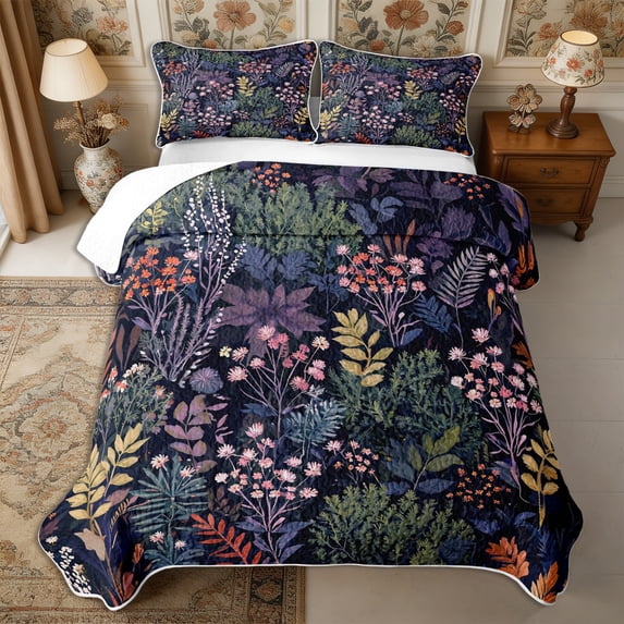 Manfei Vintage Floral Twin Quilt Set 2 Pieces,Rustic Botanical Twin Coverlet Set,1 Bedspread and 1 Pillowcase