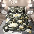 thumbnail image 1 of Manfei Vintage Flower Bedding Comforter Set 7pcs, Peony Blossoms Queen Bedding Sets, Light Yellow Floral Queen Sheet Sets, Lightweight Room Decor, 1 of 8