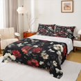 thumbnail image 1 of Manfei Vintage Flower Floral Bed Sheets, Black Red Blossoms King Sheets, Rustic Farmhouse Sheet Set, Luxury Bedroom Decor, 4pcs, 1 of 7