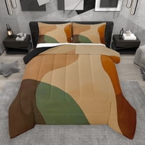 Manfei Vintage Geometric Aesthetic Bedding Comforter Set,Minimalist Art Twin Comforter Sets,Green Brown Bedding Set For Children,Microfiber Bedroom Decor Reversible,2-Piece