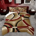 thumbnail image 1 of Manfei Vintage Geometric Stripe Queen Comforter Set,Modern Abstract Art Bedding Sets,Brown Red Black Bedding Comforter Set For Men Women,Super Cozy Room Decor Reversible,3 Pieces, 1 of 8