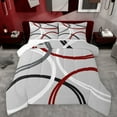 thumbnail image 1 of Manfei Vintage Geometric Stripe Queen Comforter Set,Modern Abstract Art Bedding Sets,Gray Red White Bedding Comforter Set For Men Women,Super Cozy Room Decor Reversible,3pcs, 1 of 8